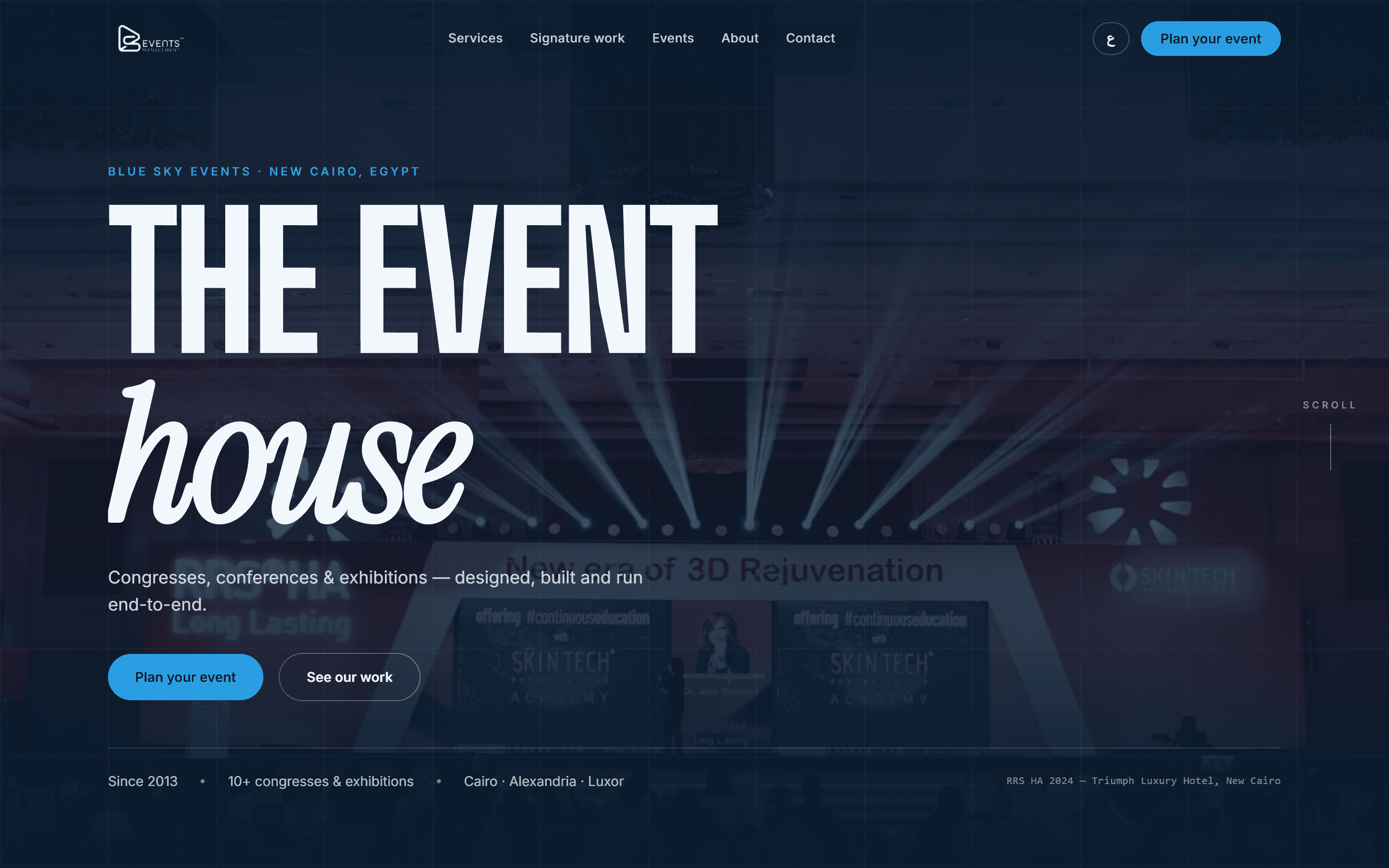 Screenshot of Blue Sky Events — Concept Rebuild
